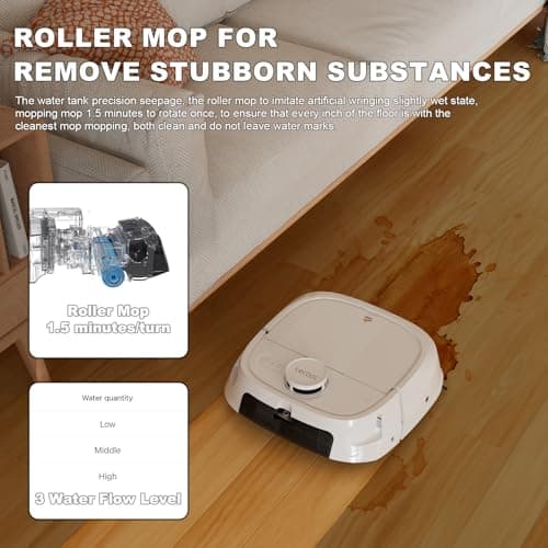 TECBOT Robot Vacuum and Mop (M1 Pro) - LiDAR Robotic Vacuums Cleaner for Home with Pet Hair, Carpet, Hardwood Floors, Auto Smart Mopping, Self Cleaning, Avoids Obstacles, Voice Control, White 5