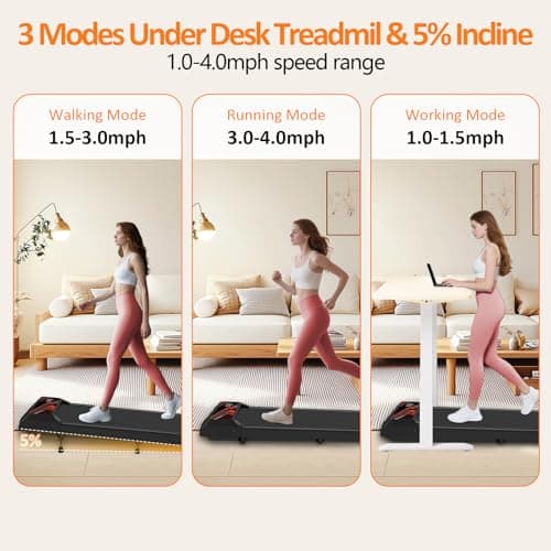 2.5HP Walking Mat with Incline pad,Under Desk Treadmill, Walking Running Pad with Remote, 3 in 1 Low Noise Small Mini Portable Treadmill with Led Screen, Compact Treadmills for Home, 265lbs Capacity 6