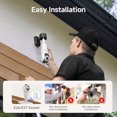 TKENPRO 2K Light Bulb Security Cameras Wireless Outdoor, 5G&2.4G WiFi Cameras for Home Security Outside Indoor, IPX6 Waterproof, 360° Motion Tracking and Human Detection, Security Camera Outdoor 5
