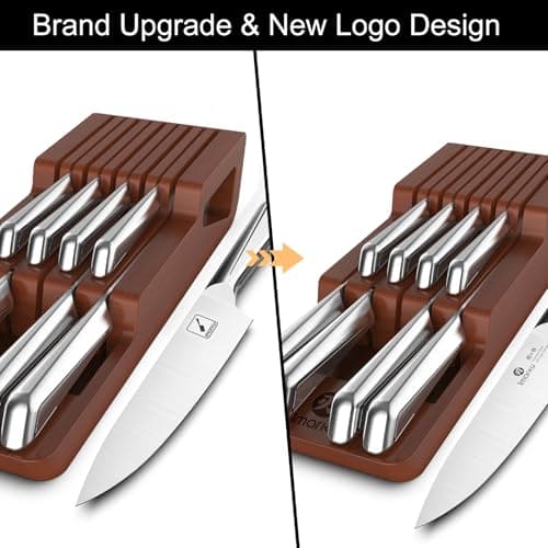 imarku Knife Set, 10 PCS Japanese Stainless Steel Knife Block Set, Kitchen Knife Sets with Wooden Drawer Organizer, Drawer Knife Set,Dishwasher Safe, Ultra Sharp Chef Knife, Gifts for Women Men 6