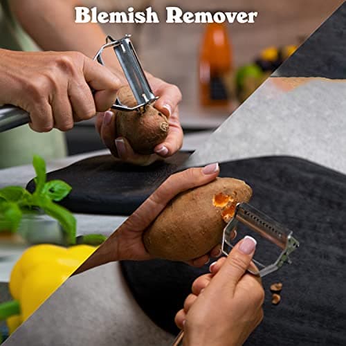 Boxgear Stainless Steel Dual Blade Vegetable Peeler - Commercial Grade Julienne Cutter, Slicer, Shredder, Scraper - Fruit, Potatoes, Carrot, Cucumber - Kitchen, Home Staple - Housewarming Gift 6