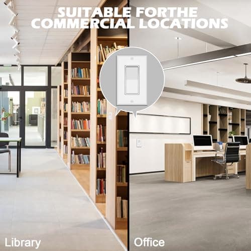 ThunderWay Single Pole Light Switch, Rocker Wall Light Switch, 15A 120/277V, Decorator On/Off Rocker Paddle Interrupter, UL Listed, White, 10 Pack 8