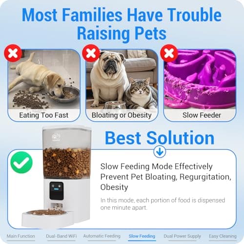 Automatic Cat Feeder with 5G WiFi: Automatic Dog Feeder with Slow Feed & Smart APP Control, 7L Timed Auto Cat Food Dispenser with Alexa for Pets, Detachable for Easy Cleaning - 29 Cups 5