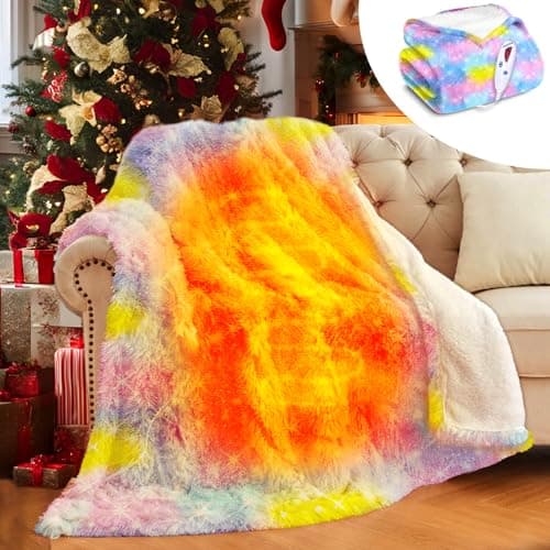 Electric Heated Blanket Throw, 50"X60" Soft Flannel Heated Throw with 6 Heating Levels for Kids, Girls, Boy and Women, Machine Washable, ETL&FCC Certified, Home Office Use(XL)