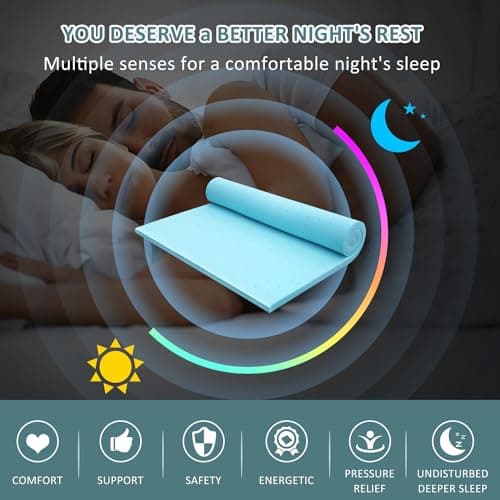 Nelaukoko 2 Inch Memory Foam Twin XL Mattress Topper Bed Topper for College Dorm, Gel Soft Foam Mattress Pad, 2 Inch Mattress Topper Ventilated and Breathable – CertiPUR 5