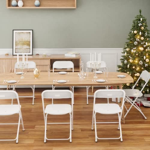 VINGLI White Plastic Folding Chairs, Set of 2, Heavy-Duty Commercial Seats with Steel Frame, 350 lb Capacity, for Indoor & Outdoor Events, Office, Wedding, Party & Dining (2, White, S) 7