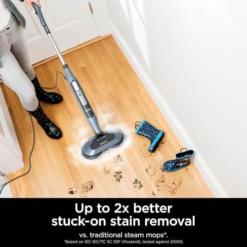 Shark Steam & Scrub Steam Mop, Scrubbing & Sanitizing, 2 Steam Modes, Rotating Pads, XL Water Tank, Swivel Steering, Designed for Hardwood, Marble, Tile, and Stone, Blue, S8000 5