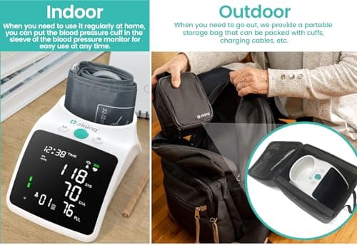 Blood Pressure Monitor, Rechargeable High Blood Pressure Cuff Upper Arm with Large Cuff XL, Led Backlit Screen & 2 * 99 Sets of Memory - Talking Bp Machine with Carrying Case 6