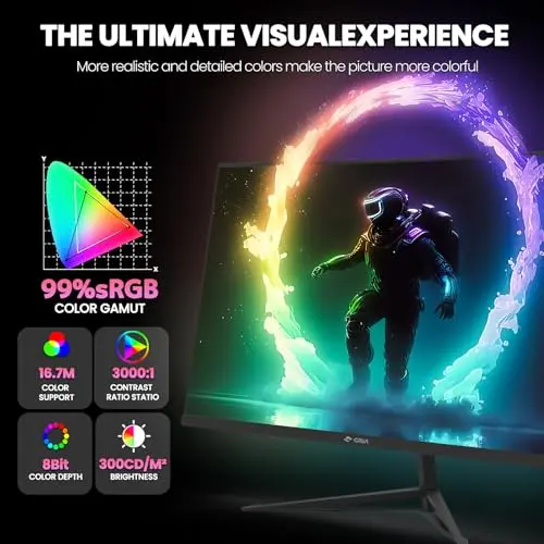 CRUA 24 Inch 200hz/180hz Curved Gaming Monitor, FHD 1080P Frameless Computer Monitors, Support AMD freesync Low Motion Blur, Eye Care, DisplayPort, HDMI, Compatible Wall Mountable Installs-Black 5