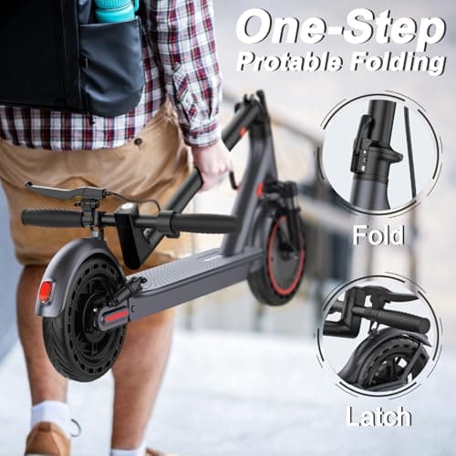 Electric Scooter for Adults, 500W Powerful Motor, 23 Miles Long Range, Dual Shock Suspensions, 19 Max Speed, 10" Foldable E Scooter with Solid Tires, APP Control, Double Braking 5