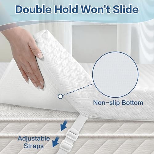 BEDHOURS 3 Inch Gel Memory Foam Mattress Topper King Size, Ventilated Mattress Pad for Pressure Relief, Cooling Soft Bed Topper with Removable Cover (White, King) 5