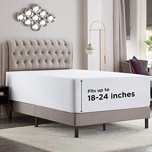 Empyrean White Extra Deep Pocket King Fitted Sheet Only, Hotel Luxury King Size Fitted Sheets Easily Fits 18 to 24 Inch Mattress, Super Soft, Wrinkle-Free Bottom Sheets with Corner Straps