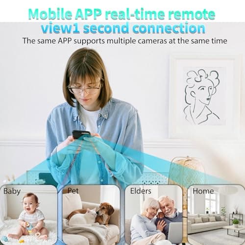 Mini Indoor WiFi Camera Home Security Room Body Cameras Nanny Cam Small Smart Home Outdoor Cams Pet Dog Baby Camera HD House Portable Camaras Motion Detection Night Vision Cam No Need WiFi Door Camara 8