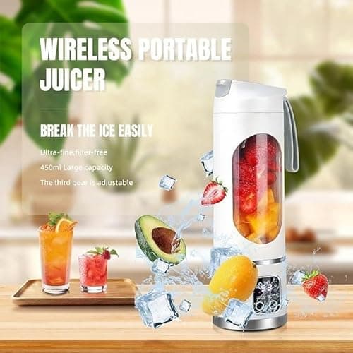 Digital Multimode Juicer Blender - Smart LED Display, Diet-Friendly，Leak Proof Design for Smoothies Liquid Diet, Shakes & Baby Food，Best Compact Blender for Home & Travel, Lemon Juicer (white) 6
