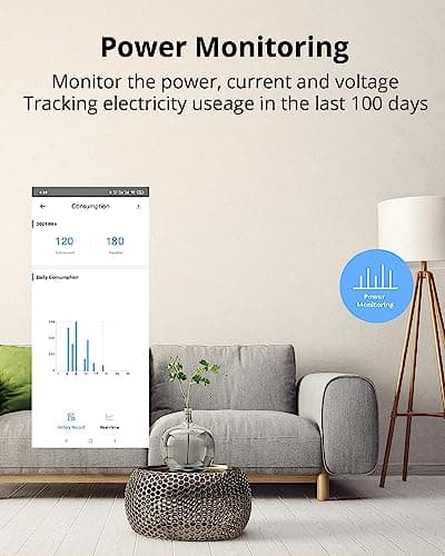 SONOFF S31 WiFi Smart Plug with Energy Monitoring, 15A Smart Outlet Socket ETL Certified, Work with Alexa & Google Home, IFTTT Supporting, 2.4 Ghz WiFi Only (2-Pack) 4
