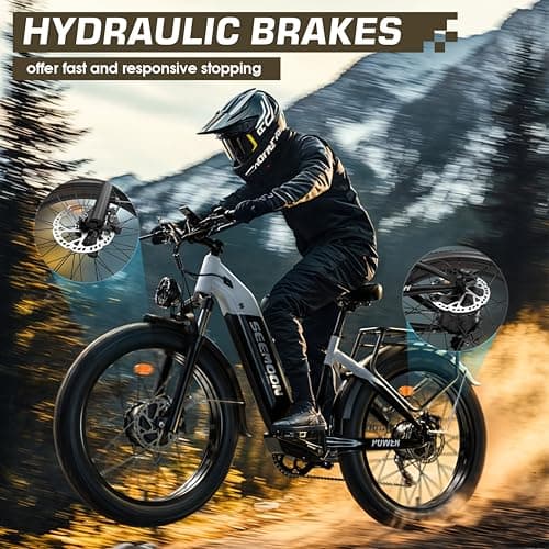 Seemoon 4000W Dual Motor Electric Bike,38MPH &105 Miles Range eBike for Adults,52V 1040Wh,26" Fat Tire Ebike,Step-Thru Electric Bicycle for Off-Road, Mountain,Commuter,7-Speed 160Nm Torque E-bike 6