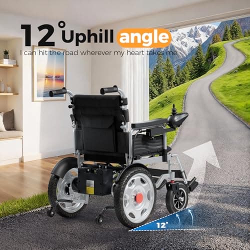 Electric Wheelchair, Electric Wheelchair for Adults, Foldable All Terrain Power Wheelchair, 15 Miles Long Travel Range, 500W Dual Motors, Lightweight Mobility Chair for Seniors - Indoor/Outdoor 7