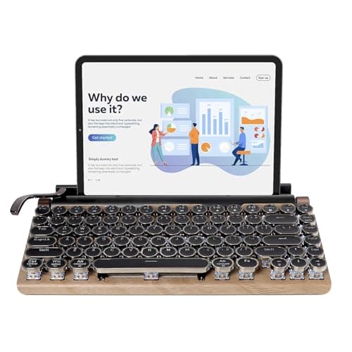 GUAZI STORE 83-Key Mechanical Keyboard - Retro Typewriter Wireless Bluetooth Gaming Keyboard, Anti-Ghosting Blue Switch (Wood)