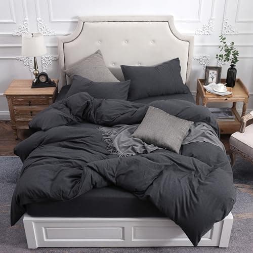 PURE ERA Jersey Knit Pillowcases 100% T-Shirt Cotton Super Soft Comfy Breathable, Set of 2, Standard 20" x 26", Heathered Charcoal Grey 5