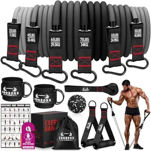 Heavy Resistance Bands for Working Out, 300LBS Exercise Bands with Handles, Workout Bands for Men, Weight Fitness Bands Set for Muscle Training, Strength, Slim, Yoga, Home Gym Equipment