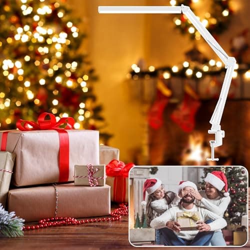 BZBRLZ LED Desk Lamp, Manicure Table Lamp, 16" Lamp Head, Dimmable Eye-Caring Drafting Light with 3 Color Modes, 10 Brightness Levels & Adapter, Memory Function(White) 8