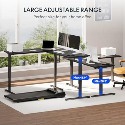 FLEXISPOT L Shaped Standing Desk, 63 x 55 Inch Electric Height Adjustable Corner Desk, Sit Stand Computer Workstation, Preset Controller, Home Office, Black Frame with Black Top 5