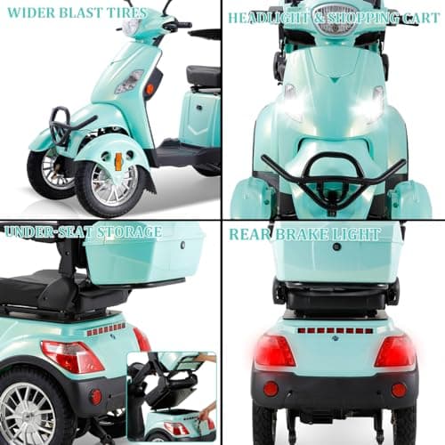 Mobility Scooter，Electric Mobility Scooter，Mobility Scooters for Adults，Heavy-Duty 4 Wheel Mobility Scooters，Heavy Duty Mobility Scooters for Seniors (xl-4l Green-6) 7