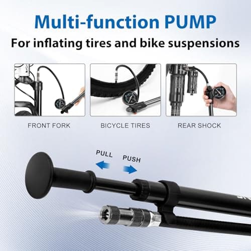 Hycline High Pressure Shock Pump with Gauge: 300 PSI Bicycle Pump for Front Fork & Rear Suspension - Mini Pump with Air Bleed for Road Mountain Bike Fits Schrader & Presta Valve - Black 7