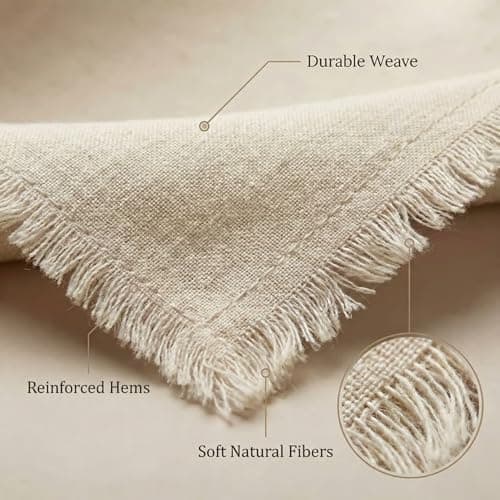 ACCENTHOME Natural Cotton Linen Napkin Set of 12 18x18 inch Dinner Napkins - Washable Soft Premium Hotel Quality Reusable Hemmed Edges Napkins Perfect Table Linens for Family Dinners, Weddings 5