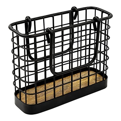 Spectrum Leaf Vertical Napkin Holder for Table & Kitchen Countertop Organization, Metal Napkin Dispenser with Weighted Base Keeps Paper Napkin Holders Standing for Dining Room Décor, Black