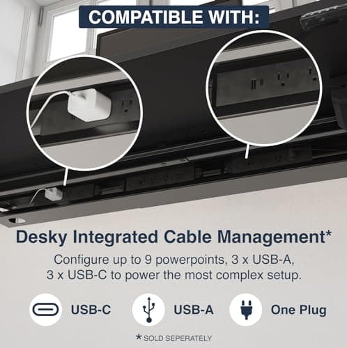 Desky Single Electric Height Table – Ergonomic Workstation with 47.2 x 29.5 in White Surface – Motorised Height Range for Home Office Productivity 5