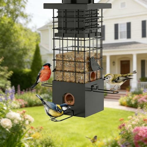 KRUOO Heavy Duty Metal Squirrel Proof Bird Feeder, 2.5LB Large Capacity, Weather Resistant, Easy Refill & Clean, Hanging Wild Bird Feeder for Finch Cardinal Chickadee Outdoor Garden 8