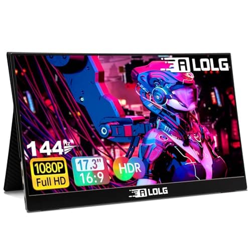 ALOLG Portable Monitor 17.3 Inch with 144HZ FHD 1080P Display,USB-C and HDMI Inputs, Ultra-Slim IPS Panel with HDR and Premium Smart Cover & Speakers-Compatible with Laptop,PC,Phone,PS5,Switch
