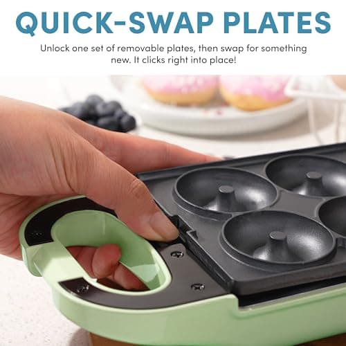 AROMA® Swap & Flip Waffle Maker with Removable Plates: 3-in-1 Panini Press, Mini Donut Maker, and Waffle Iron 3