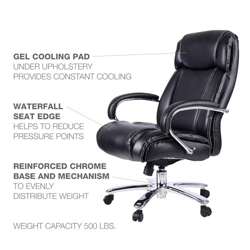 Alera ALE Maxxis Series Big and Tall Leather Chair, Black/Chrome 9