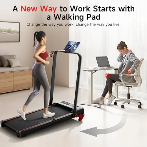 RHYTHM FUN Treadmill with Incline, Walking Pad with Handle Bar,300lbs Walking Pad with APP, Portable Folding Walking Treadmills for Home/Office with Low Noise 7