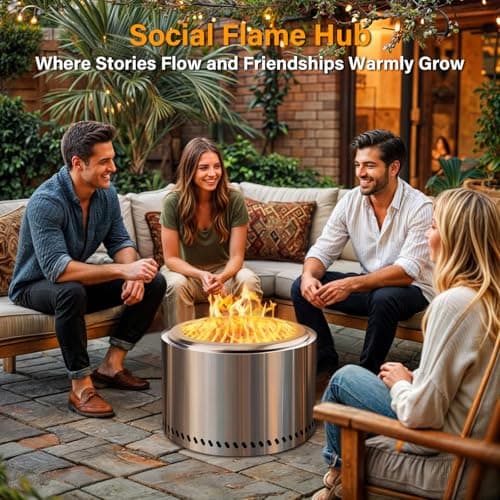 HGD 20 Inch Smokeless Patio Fire Pit, Outdoor Wood Burning Stove, Stainless Steel Firepit for Backyard, Patio, Garden, Picnic 8