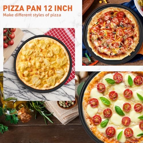 CasaCulina 12 Inch Pizza Pan with Holes, Nonstick Pizza Tray for Oven, Round Perforated Carbon Steel Pizza Baking Pans Pizza Bakeware for Home Restaurant Kitchen Baking 5