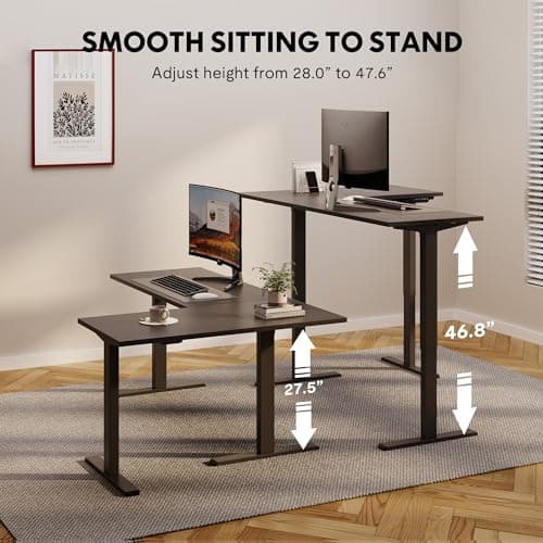 SANODESK Electric Height Adjustable 3-Leg L Shaped Standing Desk Frame, Support up to 220lbs, Sit Stand Ergonomic L Desk Frame Only, Black 7