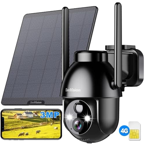 SeeVision 4G LTE Cellular Security Camera, No WiFi with Built in SIM Card, Solar Security Cameras Wireless Outdoor Featuring 3MP 2K HD, PIR Motion Detection, Color Night Vision, 2-Way Talk