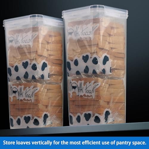 Tiawudi 2 Pack Bread Box, Plastic Bread Container, Bread Storage for Kitchen Counter, Bread Keeper with Airtight Lid, Tall Bread Saver, Sandwich Bread Holder, 5.6 Qt / 5.3L Each 5