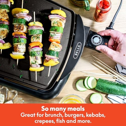 bella Electric Non-Stick Griddle, Make 10 Eggs At Once, Healthy-Eco Non-stick Coating, Hassle-Free Clean Up, Large Submersible Cooking Surface, 10.5" x 20", Black 7