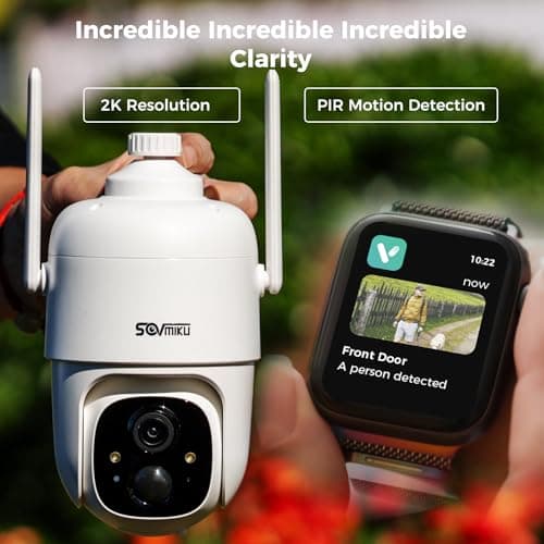 SOVMIKU 2CQ1 AI 2K Solar Security Camera Wireless Outdoor, Battery Powered,Two Way Audio,Motion Detection, 360° View,Easy to Setup,Color Night Vision,Audible Flashlight Siren,180 Days Exchange Policy 8