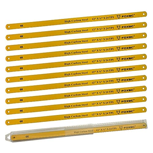 FOXBC 12-inch Hacksaw Blade 24 TPI, 10-Pack (High Carbon Steel)