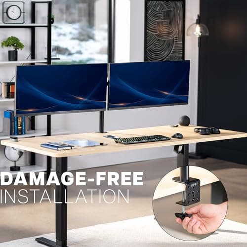 VIVO Premium Dual Ultra Wide LCD LED 27 to 38 inch Monitor Desk Mount, Heavy Duty, Adjustable Telescoping Arms, Flush Wall Setup, Fits 2 Screens, Black, STAND-TS38C 8