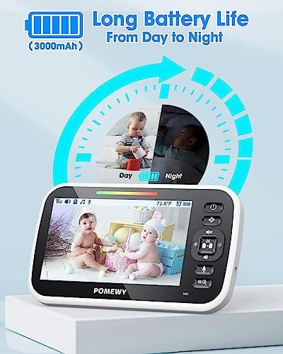 Baby Monitor with Camera and Audio - 5¡± Display Video Baby Monitor with 29 Hour Battery Life, Remote Pan & Tilt, 2X Zoom,Auto Night Vision, 2 Way Talk, Temperature Sensor,Lullabies,960 Feet Range 5