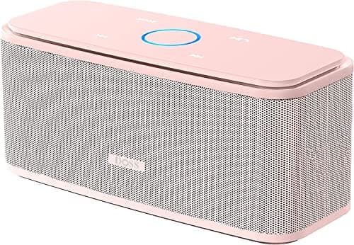 DOSS SoundBox Touch Wireless Bluetooth Speaker-12W HD Sound with Rich Bass, IPX5 Waterproof, 20H Playtime, Handsfree, for Gatherings, Home, Office, Outdoor, Travel-Light Pink