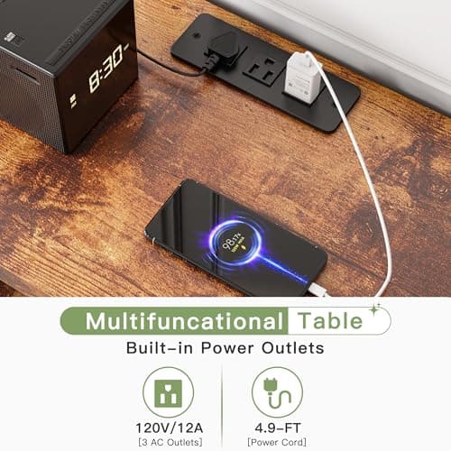 Dresser for Bedroom with Charging Station, 8 Drawers Dressers & Chests of Drawers for 50 55 inch TV, Dresser TV Stand for Bedroom, Fabric Dresser with Open Shelves for Living Room Hallway, Brown 4