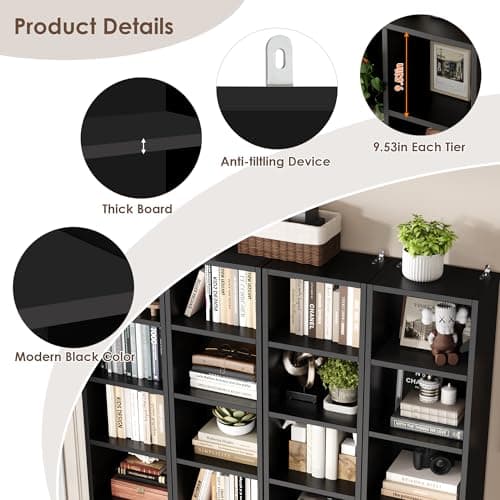 FOTOSOK 8-Tier Media Tower Rack, 11.6 X 9.3 X 70.9 Inches CD DVD Slim Storage Cabinet with Adjustable Shelves, Tall Narrow Bookcase Display Bookshelf for Home Office, Black 6