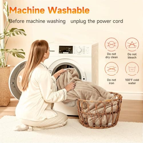 Heated Blanket Electric Blanket Queen Size 84"x90" Fast Heating Electric Blanket with Dual Control 10 Heat Levels & 10 Hours Auto-Off Overheat Protection Cozy Soft Flannel Heated Throw Blanket 7